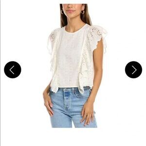 Sea New York RUFFLE SLEEVELESS EMBROIDERED EYELET TOP IN WHITE Size 4